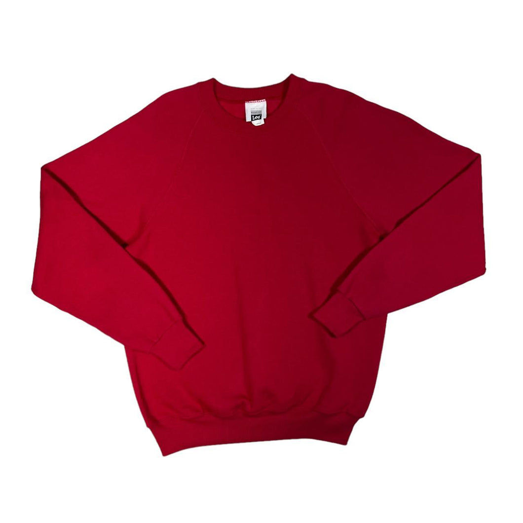 Vintage 90's LEE Midweight Cotton Blend Made In USA Red Crewneck Sweatshirt
