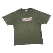 Load image into Gallery viewer, Early 00&#39;s MENORCA Cave Art Souvenir Spellout Graphic Khaki Green T-Shirt
