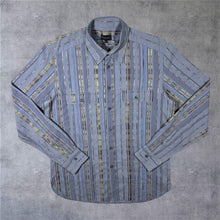 Load image into Gallery viewer, Early 00's Mulberry Abstract Y2K Multi Striped Long Sleeve Cotton Shirt
