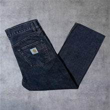 Load image into Gallery viewer, Carhartt WIP "Pontiac Pant" Washed Black Denim Loose Straight Regular Fit Jeans
