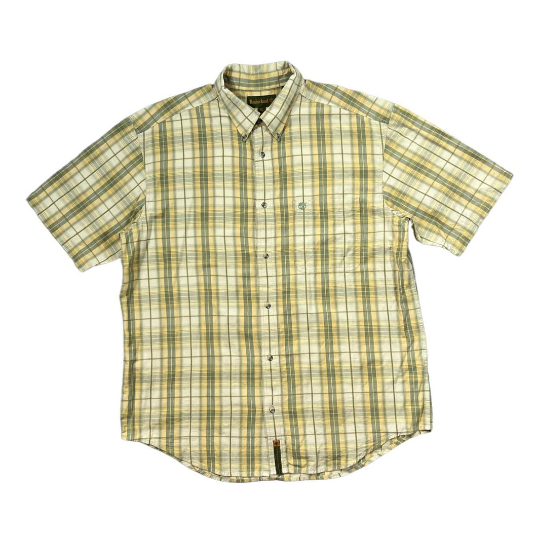 Vintage TIMBERLAND Classic Plaid Check Cotton Short Sleeve Button-Up Shirt
