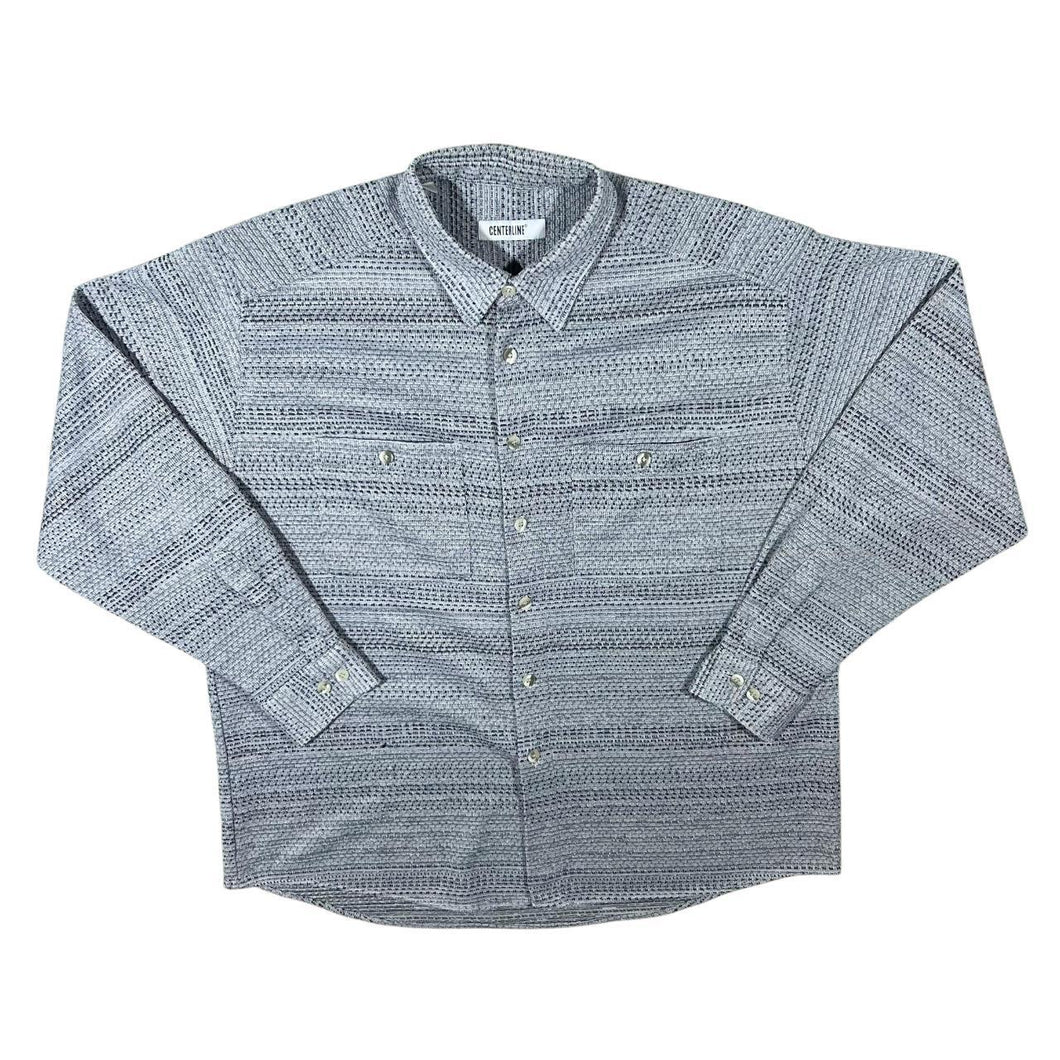 Vintage Centerline Grey Black Micro Patterned Long Sleeve Flannel Shirt