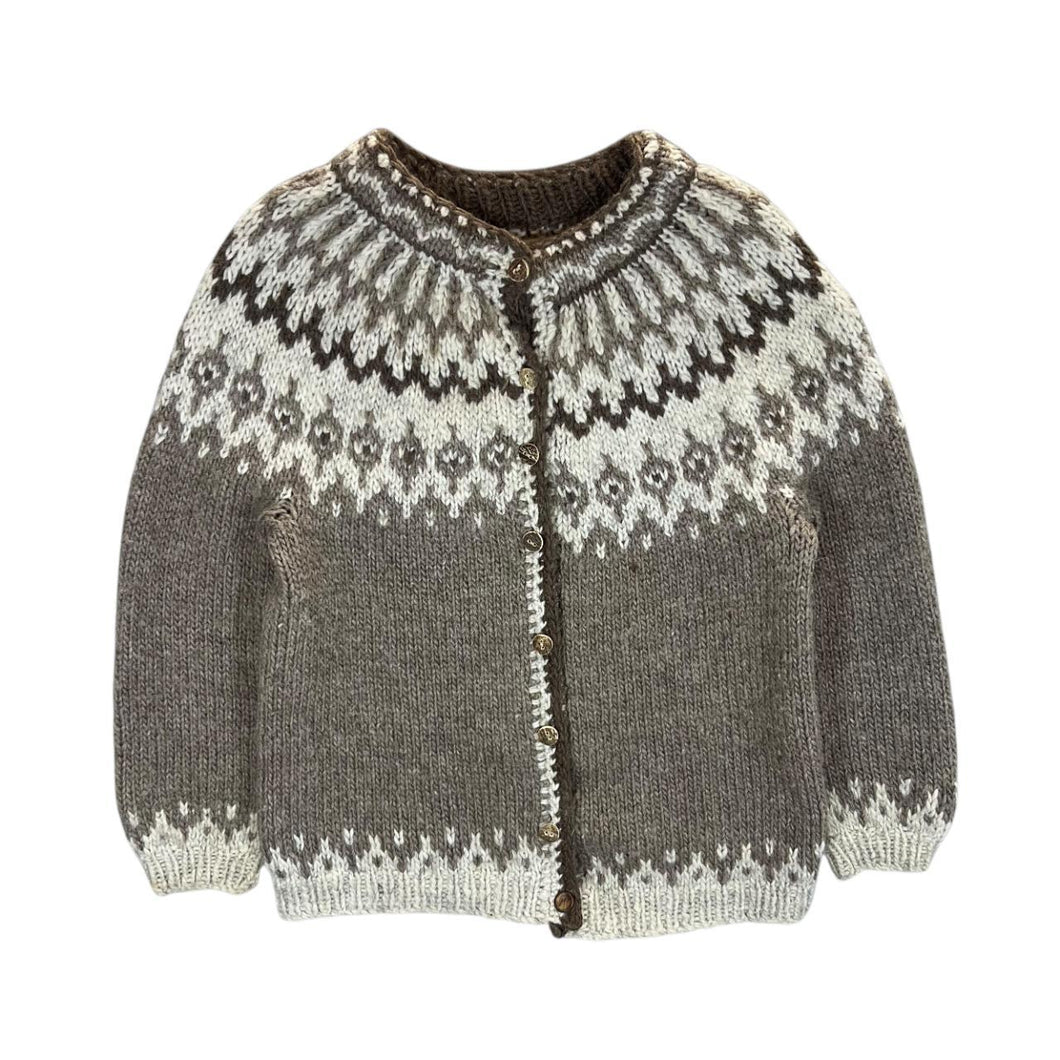Vintage 90's Handmade Icelandic Style Patterned Chunky Knit Button Cardigan Jumper