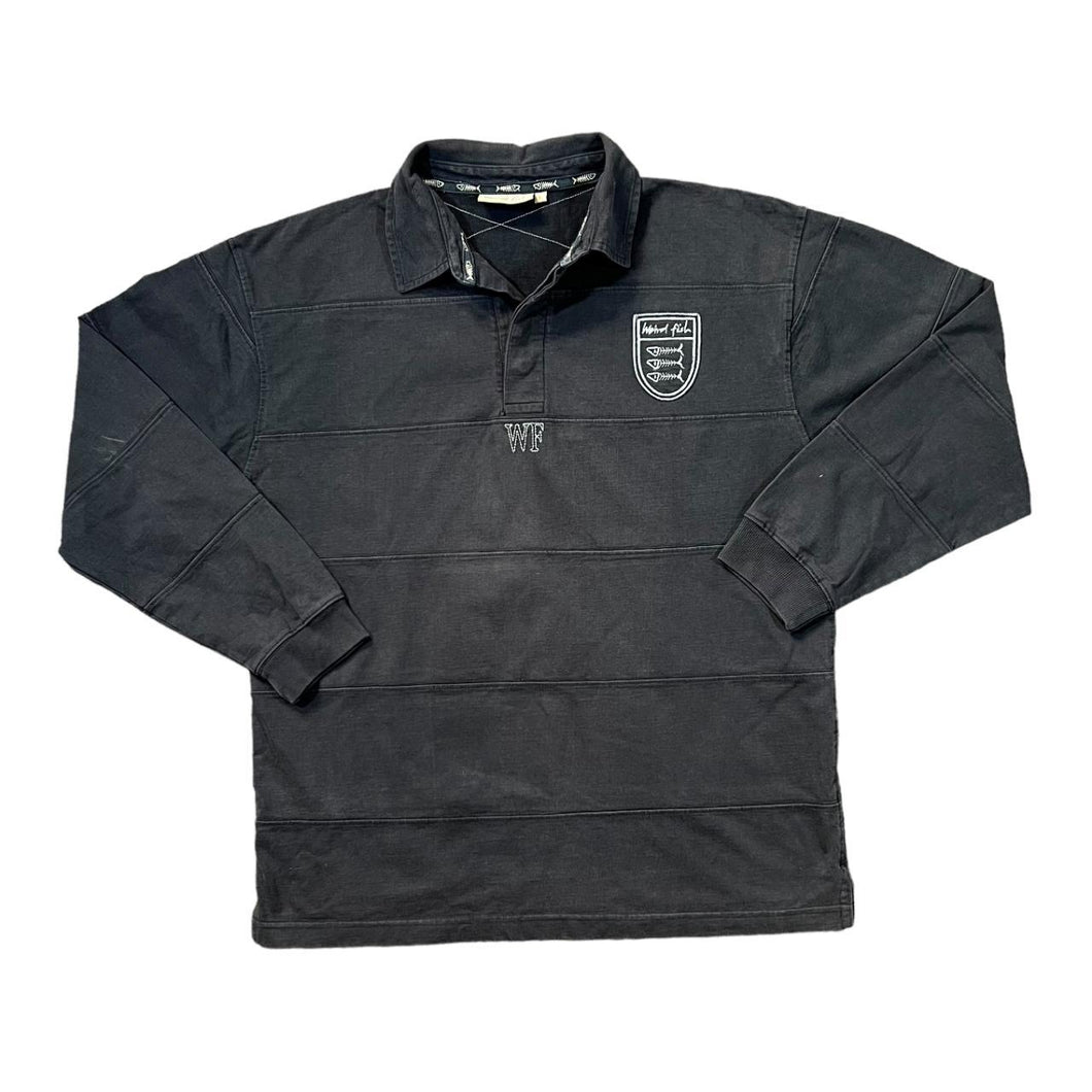 Early 00's WEIRD FISH Embroidered Patch Logo Collared Sweatshirt Deck Polo Shirt