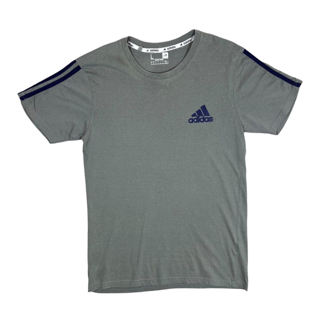 ADIDAS Three Stripe Classic Mini Logo Grey Khaki Short Sleeve T-Shirt