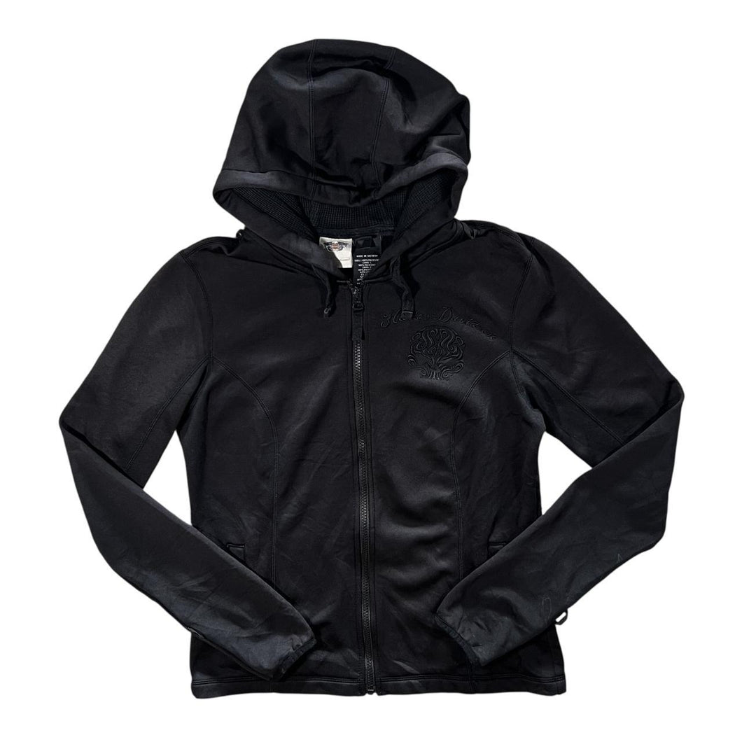 Harley Davidson Motorcycles Embroidered Biker Logo Zip Black Hoodie