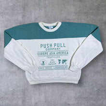 Load image into Gallery viewer, Vintage 90&#39;s Push Pull Company Triathlon Graphic Colour Block Sweatshirt
