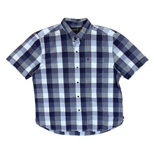 Load image into Gallery viewer, MUSTO &quot;Custom Fit&quot; Blue Grey Plaid Check Short Sleeve Button-Up Shirt
