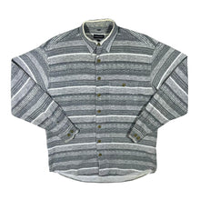 Load image into Gallery viewer, Vintage Commander Grey White Multi Striped Long Sleeve Cotton Flannel Shirt
