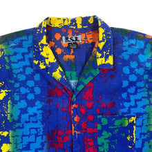 Load image into Gallery viewer, Vintage 90's B.S.R. Crazy Abstract Multi Coloured Short Sleeve Open Collar Cotton Shirt
