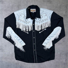Load image into Gallery viewer, Vintage Autentica Vaquera Tejas Western Cowboy Shirt Fringe Satin Yoke XL 42
