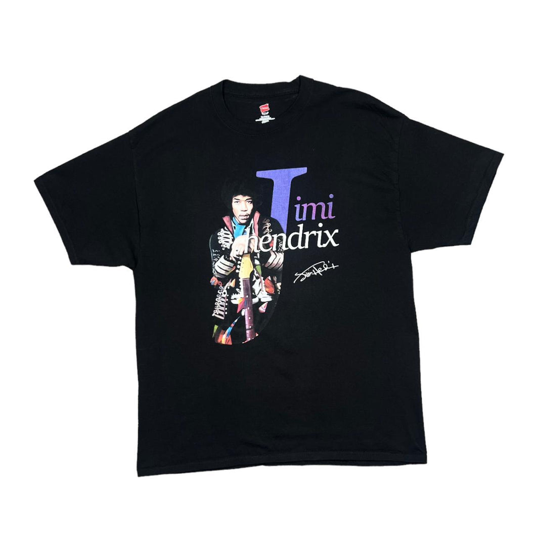 Hanes JIMI HENDRIX Tribute Graphic Spellout Psychedelic Blues Rock Music Band T-Shirt