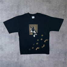 Load image into Gallery viewer, Vintage French Bulldog Dog Animal Paw Print Graphic V-Neck Black T-Shirt

