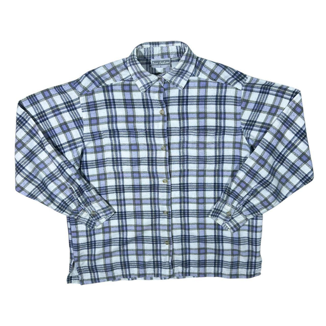 Vintage True Fashion Multi Check Cotton Long Sleeve Button-Up Flannel Shirt