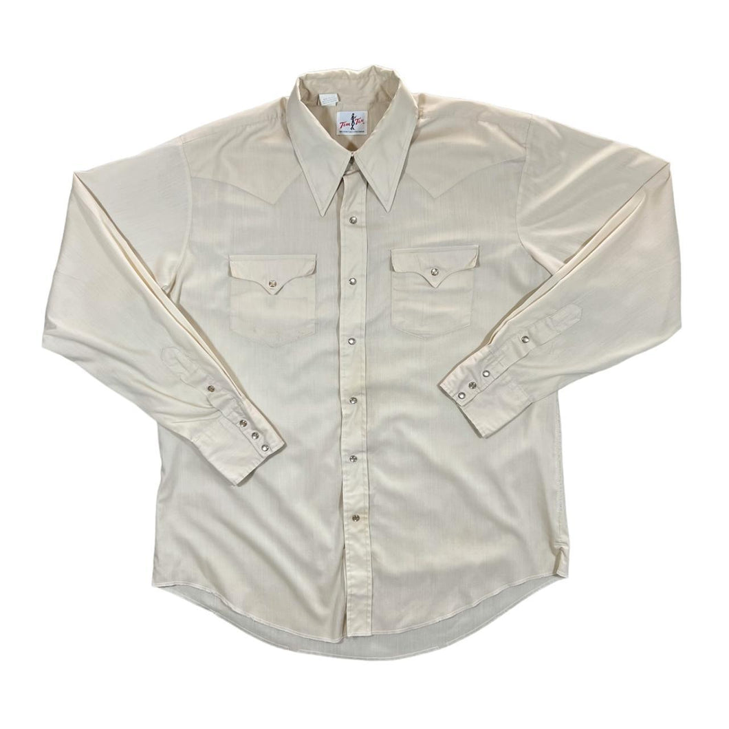 Vintage 90's TEM TEX Made In USA Pearl Snap Popper Button Long Sleeve Cowboy Western Shirt
