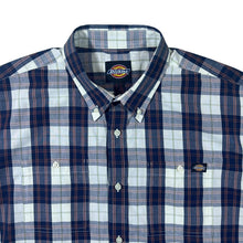 Load image into Gallery viewer, Dickies Classic Blue Red White Plaid Check Short Sleeve Button-Up Shirt

