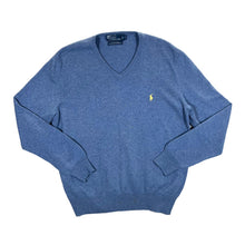 Load image into Gallery viewer, Early 00&#39;s POLO RALPH LAUREN Classic Merino Wool Blue Knit V-Neck Sweater Jumper
