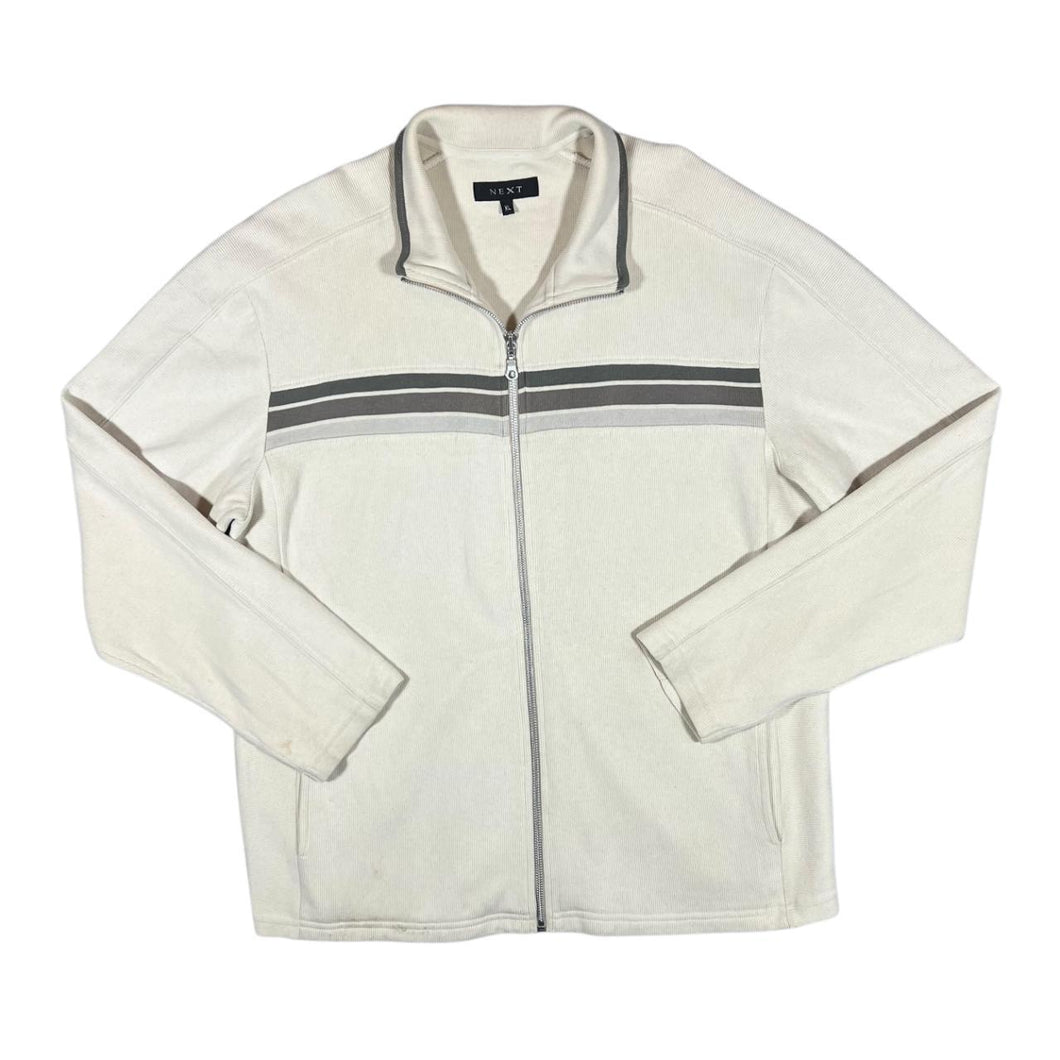 NEXT Classic Cream Striped Panel Zip Sweatshirt Top