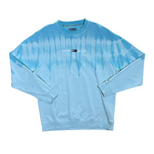 Load image into Gallery viewer, TOMMY JEANS Tommy Hilfiger Embroidered Logo Spellout Blue Tie Dye Crewneck Sweatshirt
