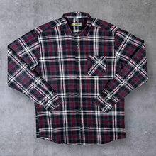 Load image into Gallery viewer, Vintage Worker Red Black Grey White Plaid Check Long Sleeve Cotton Flannel Shirt
