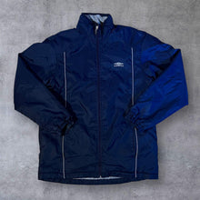 Load image into Gallery viewer, Early 00&#39;s Umbro Embroidered Logo Navy Blue Lightly Padded Jacket

