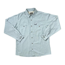 Load image into Gallery viewer, JACK WOLFSKIN &quot;Travel&quot; Embroidered Mini Logo Blue Check Outdoor Hiking Long Sleeve Shirt
