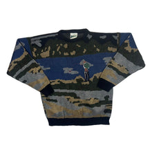 Load image into Gallery viewer, Vintage 90&#39;s DEUCE Embroidered Fishing Patterned Acrylic Knit Sweater Jumper
