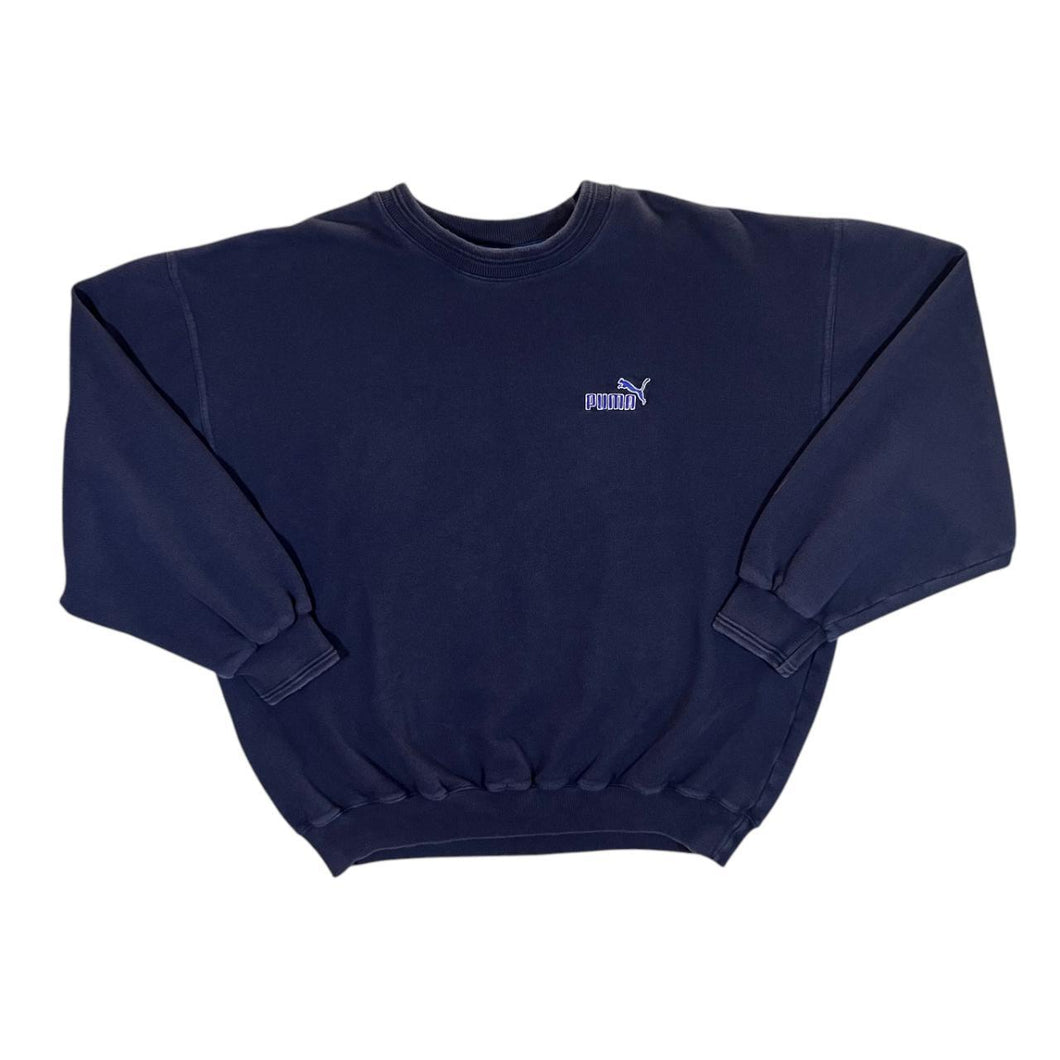 Vintage 90's PUMA Embroidered Mini Logo Navy Blue Crewneck Sweatshirt