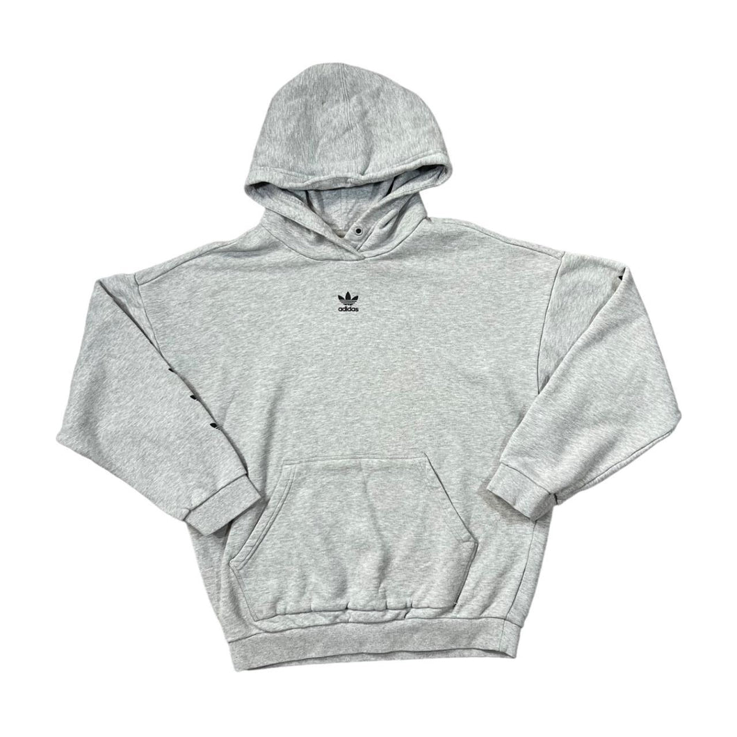 ADIDAS Classic Trefoil Mini Centre Logo Grey Pullover Hoodie