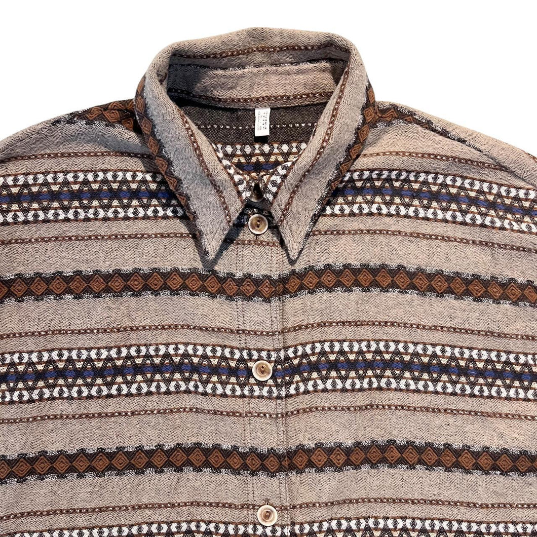 Vintage Aztec Crazy Abstract Patterned Cotton Sleeveless Flannel Shirt