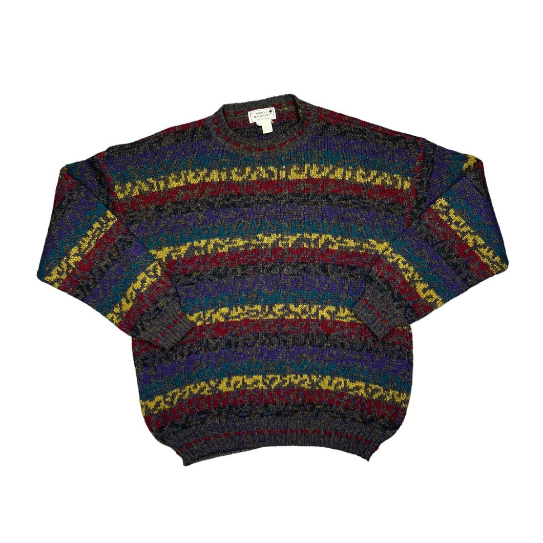 Vintage 90's GIANI MANNUCCI Made In Italy Grandad Patterned Alpaca Wool Acrylic Knit Crewneck Sweater Jumper
