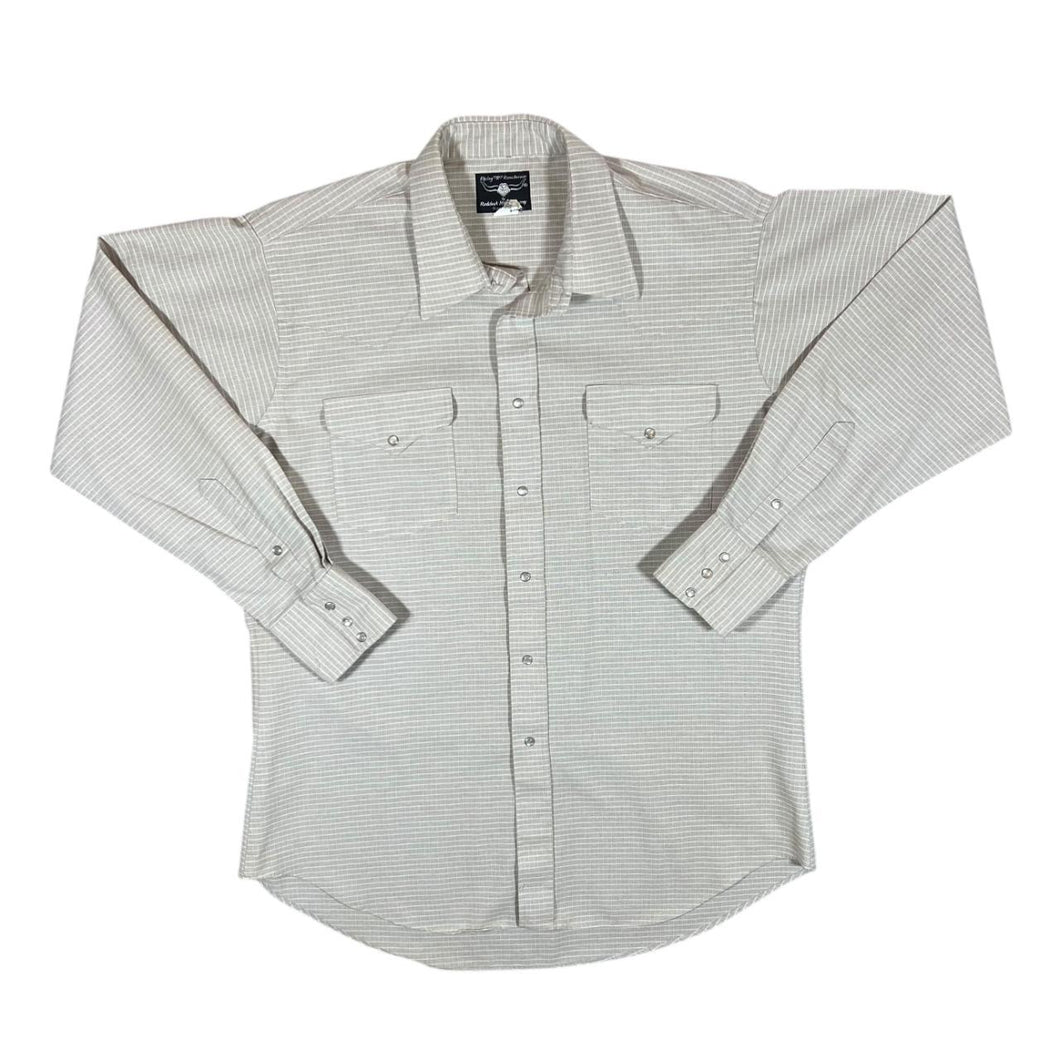 Vintage 90's FLYING R RANCHWEAR Made In USA Checked Pearl Snap Popper Cowboy Western Shirt