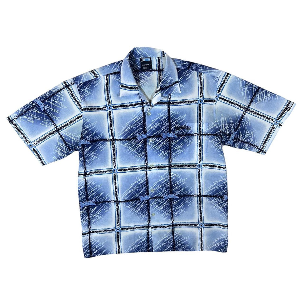 Early 00's Southpole Hip Hop Y2K Streetwear Style All-Over Print Short Sleeve Shirt