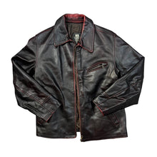 Load image into Gallery viewer, Vintage 90&#39;s VERA PELLE Classic Black Red Distressed Effect Real Leather Bomber Jacket
