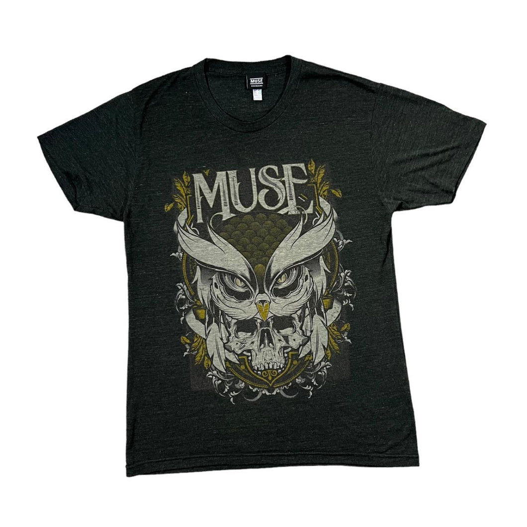 MUSE Gothic Owl Skull Spellout Graphic Alternative Rock Band T-Shirt