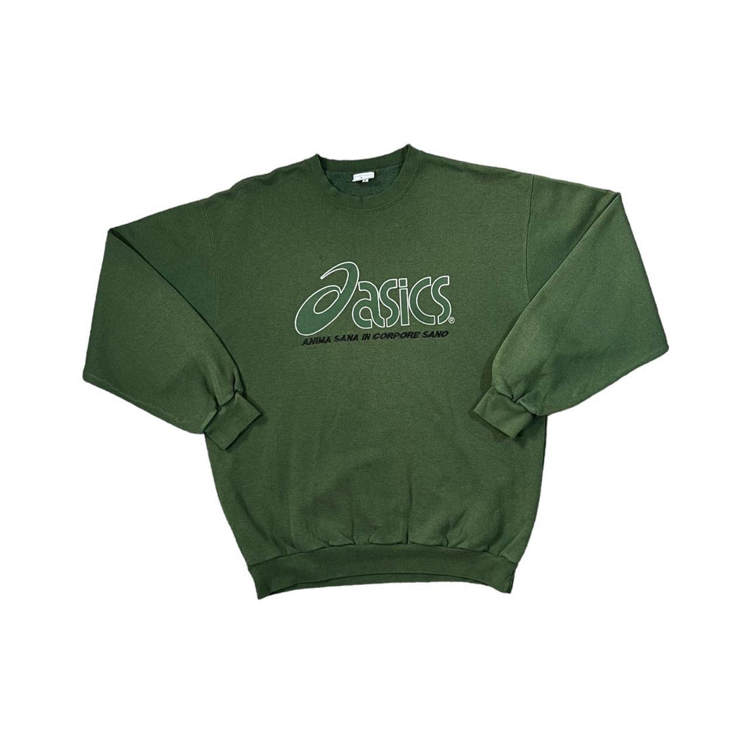 Vintage 90's ASICS Big Logo Spellout Graphic Crewneck Sweatshirt