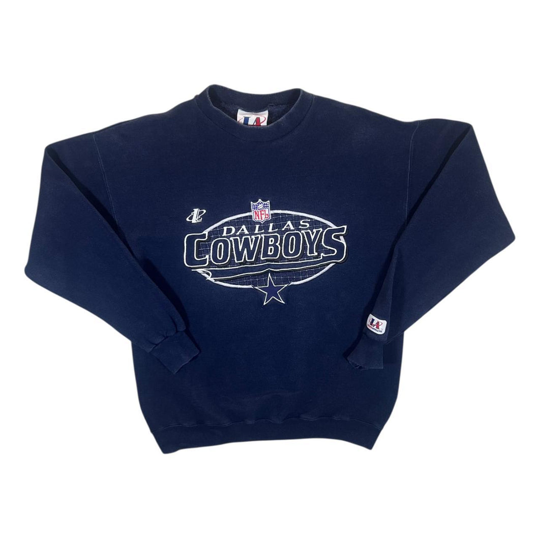 Vintage 90's Logo Athletic NFL Dallas Cowboys Embroidered Football Navy Blue Sweatshirt