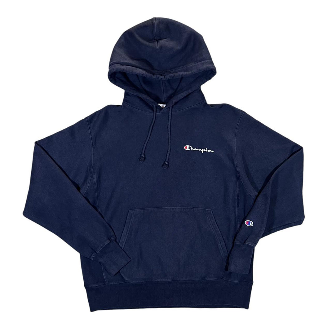 CHAMPION Reverse Weave Classic Embroidered Mini Logo Navy Blue Pullover Hoodie