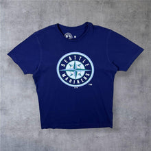 Load image into Gallery viewer, MLB Seattle Mariners Big Logo Spellout Baseball Graphic Navy Blue T-Shirt
