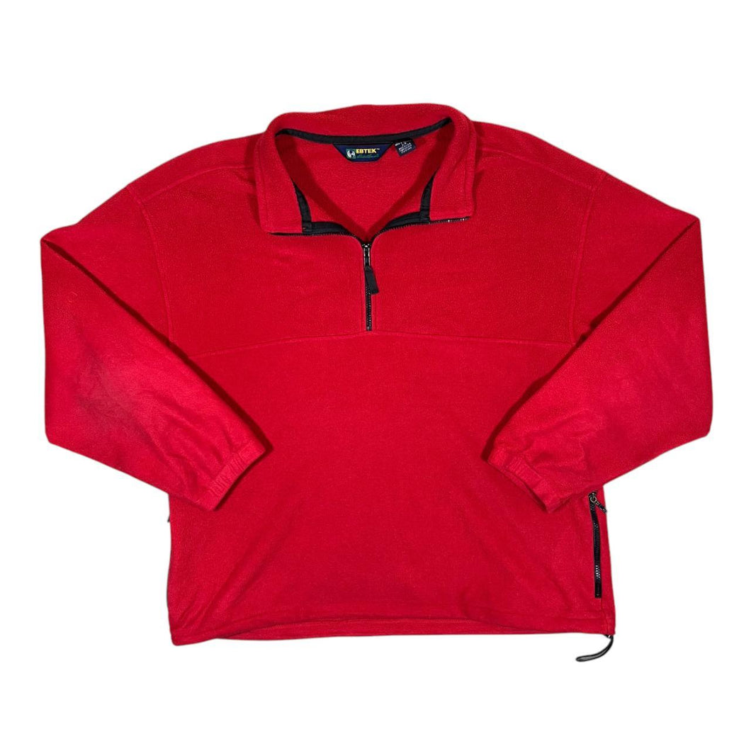 Vintage EBTEK Eddie Bauer Classic Red 1/4 Zip Fleece Sweatshirt