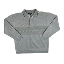 Load image into Gallery viewer, Vintage Jason Jones Cable Knit Panel Grey Collared Sweatshirt
