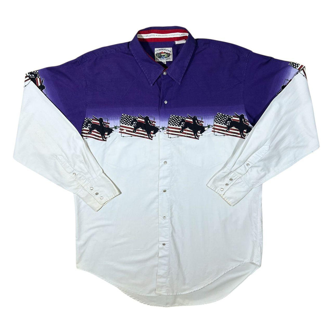Vintage Cumberland Outfitters Cowboy Western Patterned Long Sleeve Popper Shirt
