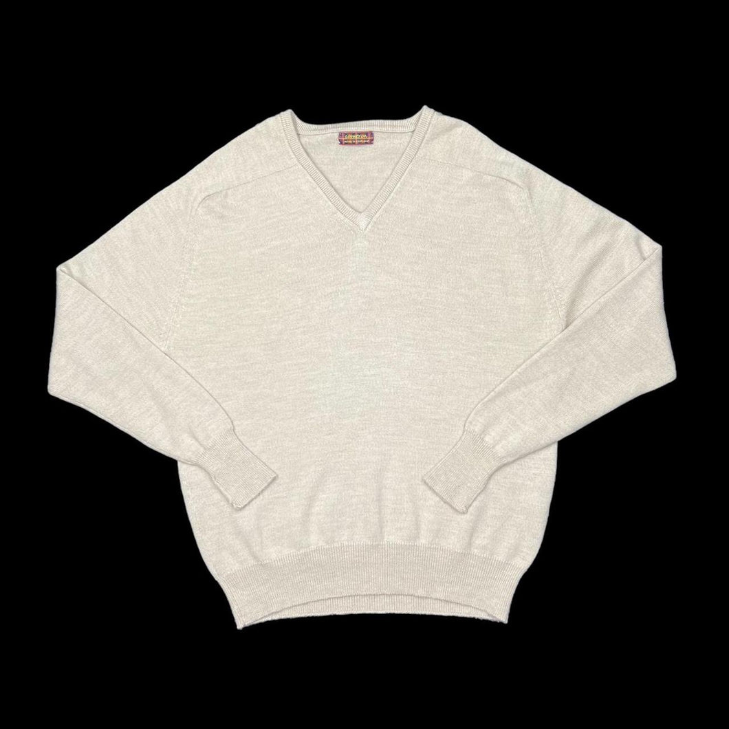 Vintage CAMERON Made In Scotland Pure New Wool V-Neck Knit Sweater Jumper