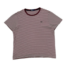 Load image into Gallery viewer, Early 00&#39;s FRED PERRY Classic Embroidered Mini Laurel Logo Striped Short Sleeve T-Shirt
