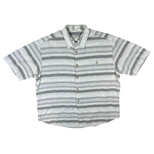Load image into Gallery viewer, Vintage 90's Dabona Grey White Multi Striped Cotton Viscose Short Sleeve Shirt

