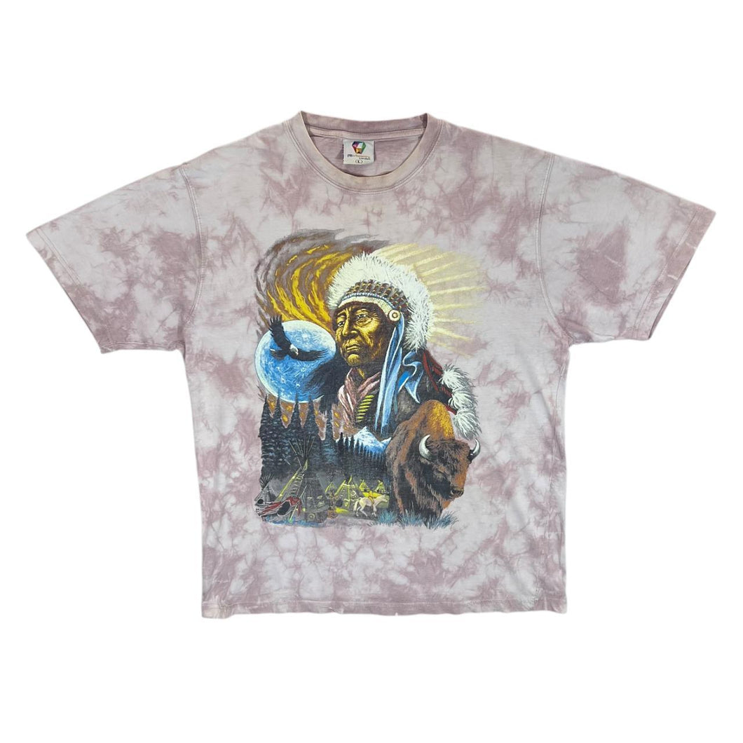 Vintage PR ACTIVEWEAR Native American Nature Graphic Tie Dye T-Shirt