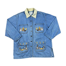 Load image into Gallery viewer, Vintage 90&#39;s CASEY COLEMAN Embroidered Dog Puppy Pocket Patch Blue Denim Worker Chore Jacket
