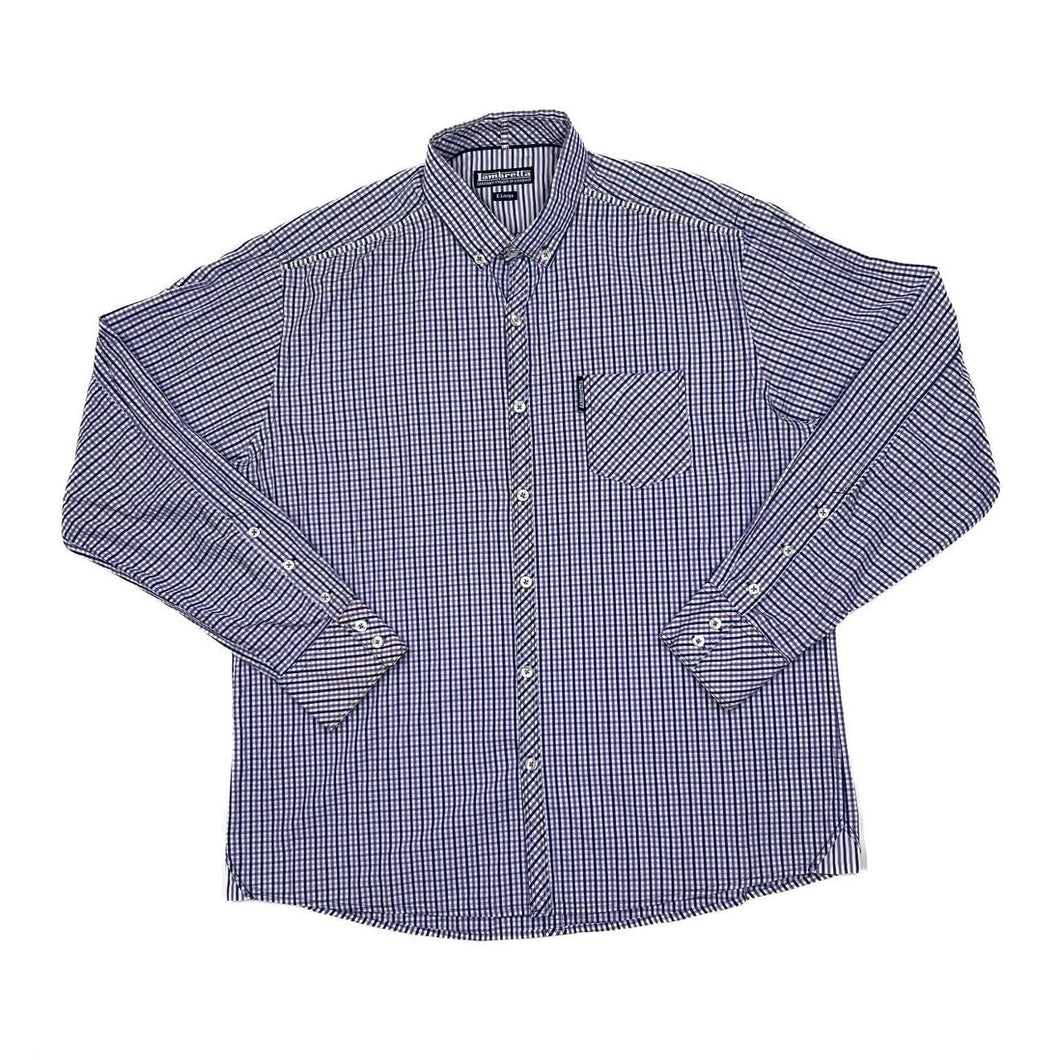 LAMBRETTA Carnaby Street London Classic Mod Check Long Sleeve Button-Up Cotton Shirt