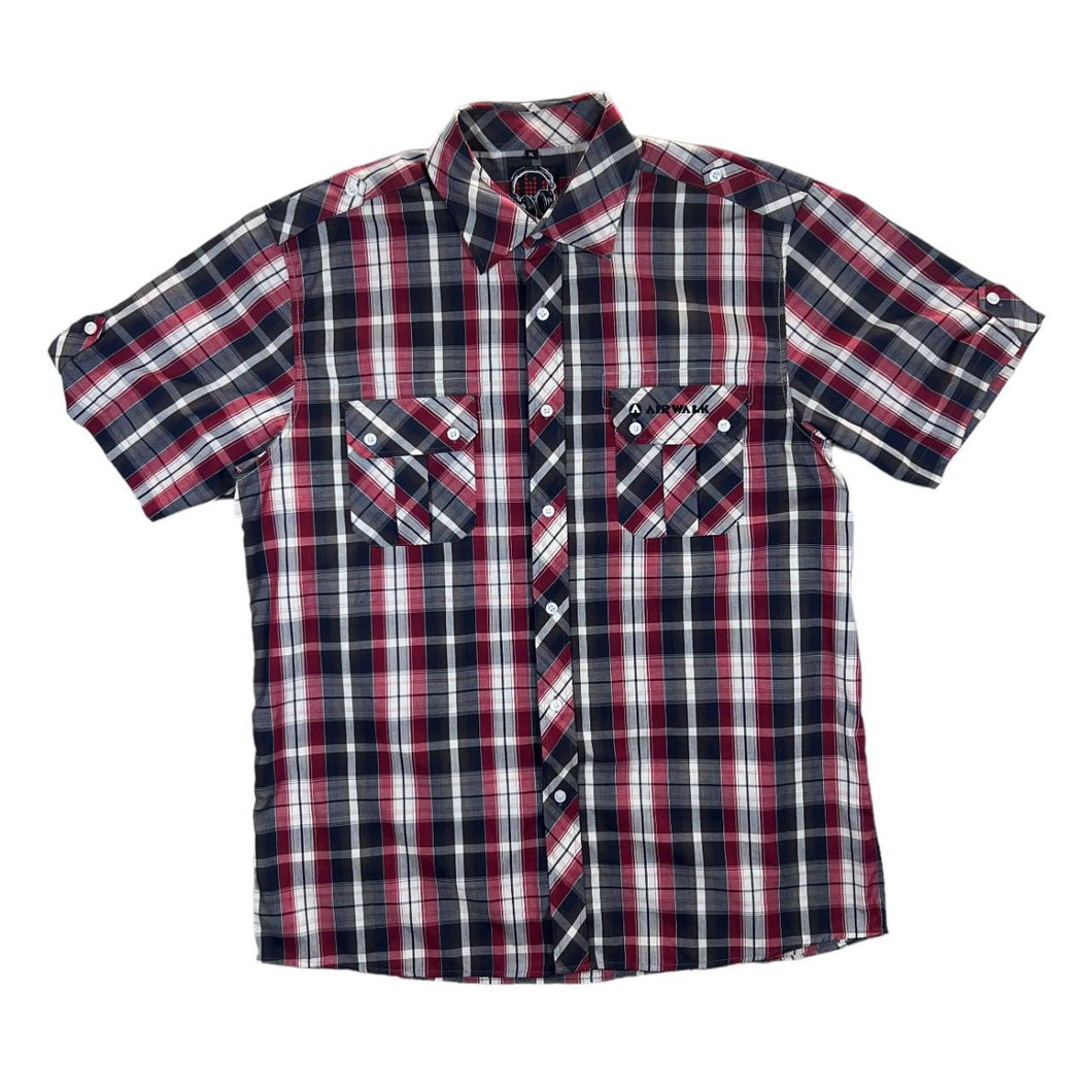 Early 00's AIRWALK Skater Mini Logo Plaid Check Short Sleeve Cotton Shirt