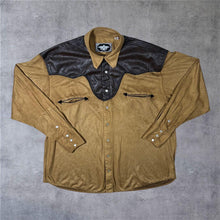Load image into Gallery viewer, Vintage Stars &amp; Stripes Cowboy Western Suede Effect Popper Long Sleeve Shirt
